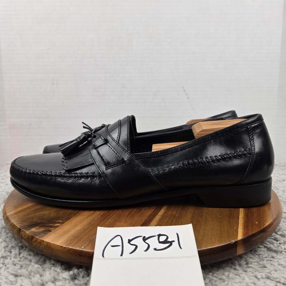 G.H. Bass & Co Mens 13M Black Leather Kiltie Tassel Full Strap Moc Toe Loafer